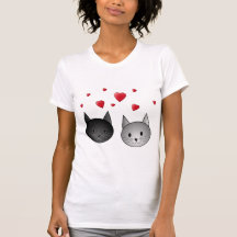 Cute Black and Grey Cats, with Hearts. Shirt