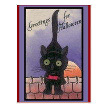 Cute Black Cat Halloween Cards Postcard