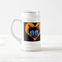 Cute Black Cat Heart Steins Mug