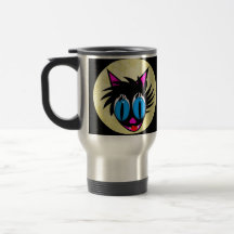 Cute Black Cat Moon Travel Mugs