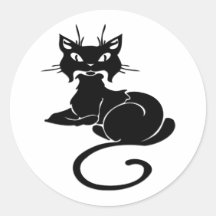 Cute Black Kitty Round Sticker