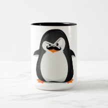 Cute Black  White Penguin And  Funny Moustache Coffee Mugs