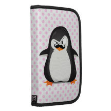 Cute Black  White Penguin And  Funny Moustache Organizer