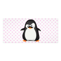 Cute Black  White Penguin And  Funny Moustache Full Color Rack Card