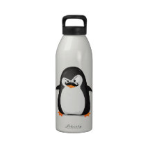 Cute Black  White Penguin And  Funny Moustache Reusable Water Bottles