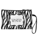 Cute Black/White Zebra Monogram Wristlet Purse
