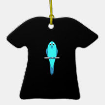 Cute Blue Bird. Parakeet. Black Christmas Ornament