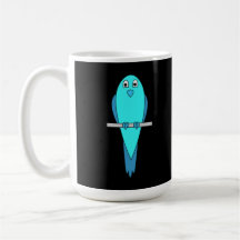 Cute Blue Bird. Parakeet. Black Coffee Mug