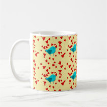 Cute blue birds with hearts mugs