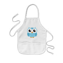 Cute blue cartoon baby owl aprons