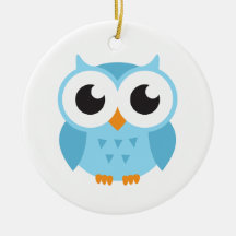 Cute blue cartoon baby owl christmas ornaments