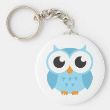 Cute blue cartoon baby owl key chain