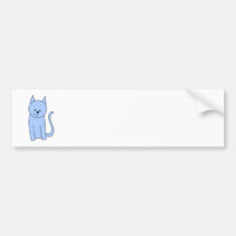 Cute Blue Cat Cartoon Bumper Stickers