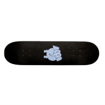 Cute Blue Elephant Cartoon. Skateboard