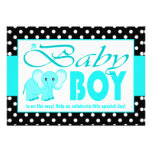 Cute Blue Elephant Polka Dots Baby Boy Shower Announcements
