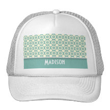 Cute Blue-Green & Cream Floral Hat