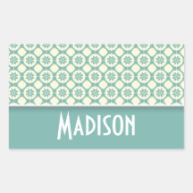 Cute Blue-Green & Cream Floral Stickers