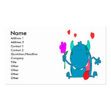 cute blue love monster business cards