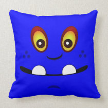 Cute Blue Monster Face w/ an Underbite pillows