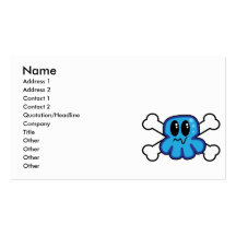cute blue octopus and crossbones business cards