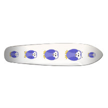 Cute Blue Penguin. Penguin Cartoon. Skate Boards