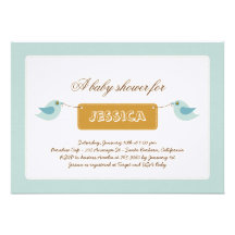 Cute Blue Twitters Baby Shower Invitation