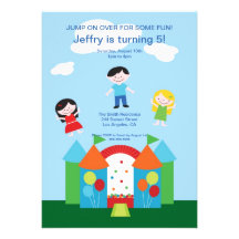 Cute Bounce House Birthday Party Invitation