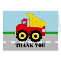 Cute Boy's Dump Truck Thank You Cards