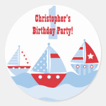 Cute boy's sailboats birthday party stickers