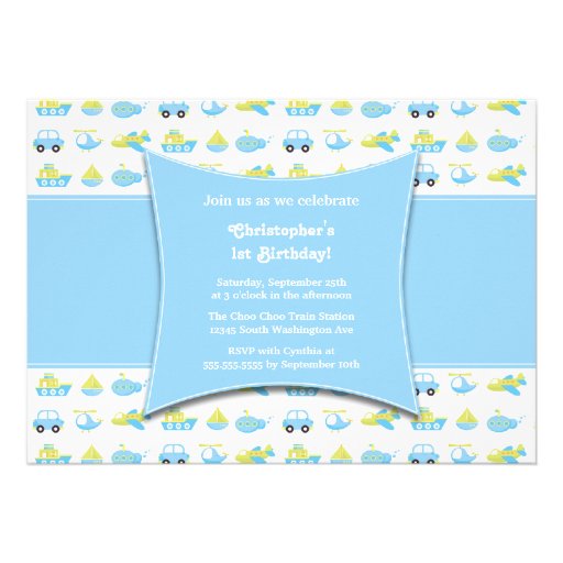Cute boys travel time birthday party invitation