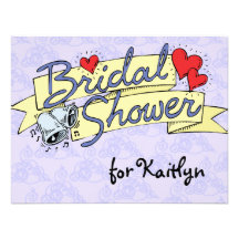 Cute Bridal Shower Blue Personalized Invitation