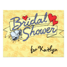 Cute Bridal Shower Yellow Personalized Announcements