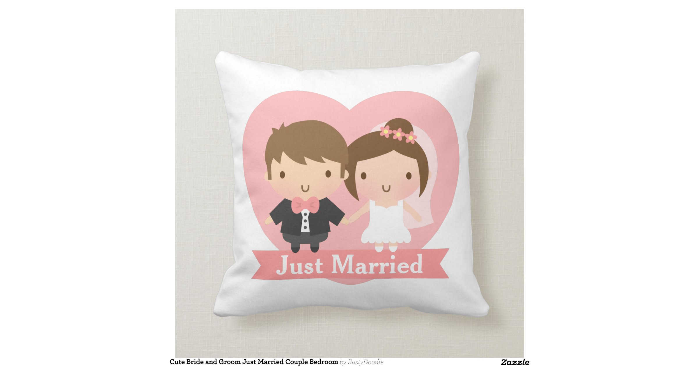 Cute Bride and Groom Just Married Couple Bedroom Throw Pillows Zazzle