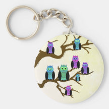 Cute Bright Owls Keychain