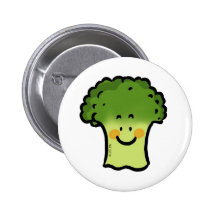 Cute broccoli pinback button