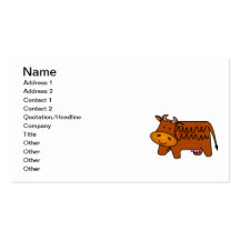 Cute Brown Cow Business Card Template