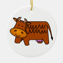 Cute Brown Cow Christmas Ornaments