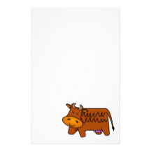 Cute Brown Cow Custom Stationery