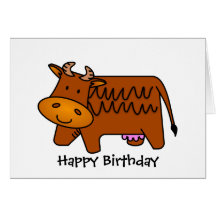 Cute Brown Cow Greeting Cards