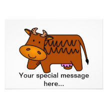 Cute Brown Cow Personalized Invites