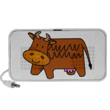 Cute Brown Cow Travelling Speakers