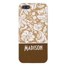 Cute Brown, Tan Damask Cover For iPhone 5