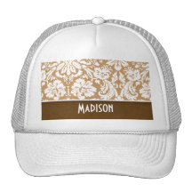 Cute Brown, Tan Damask Hats