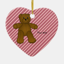 Cute brown teddy bear christmas tree ornament