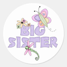 Cute Bugs Big Sister Round Sticker