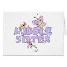 Cute Bugs Middle Sister Greeting Card