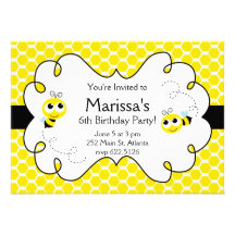 Cute Bumble Bee Birthday Invitation