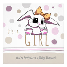 Cute Bunny Baby Shower Invitation