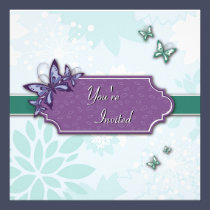 Cute Butterfly and Flowers Birthday Party Invite invitations