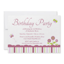 Cute butterfly girl's birthday party invitation